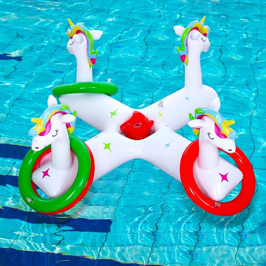 RAINBOW ブリーフィング SET Amazon.com: ShinyRelief Unicorn Inflatable Pool Ring Toss 2